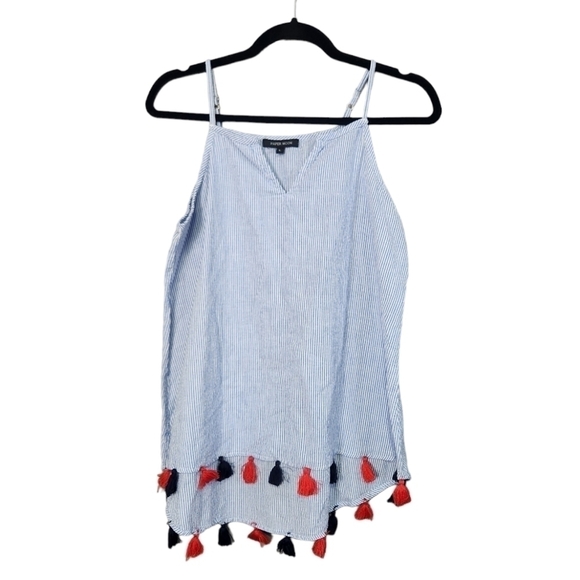 Papermoon Lightweight Cotton Summer Tank Tassle Accents Large - Picture 1 of 10